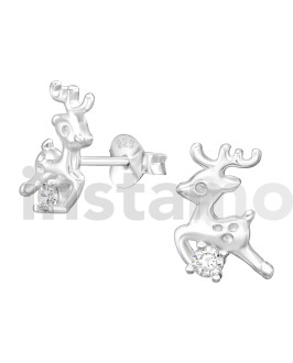 Stříbrné náušnice Vánoční sobík