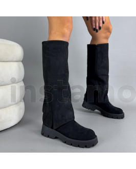 Černé semišové vysoké kozačky