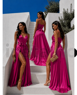 Fuchsiové saténové dlouhé šaty