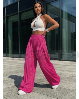 Fuchsiové široké kalhoty