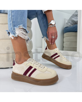 Béžovo-vínové tenisky