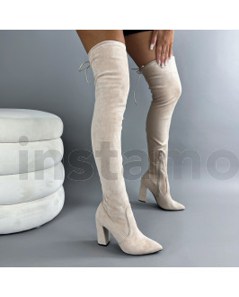 Béžové semišové kozačky