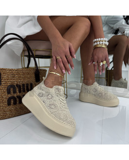 Béžové krajkované tenisky
