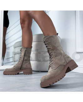 Hnědé semišové polokozačky