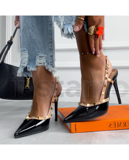 Černo-béžové sandále