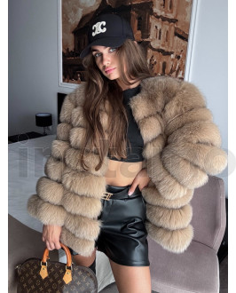 Kožich z pravé lišky KHAKI