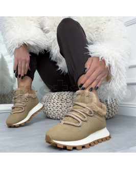 Světle hnědé zateplené tenisky