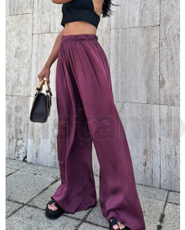 Vínové široké kalhoty