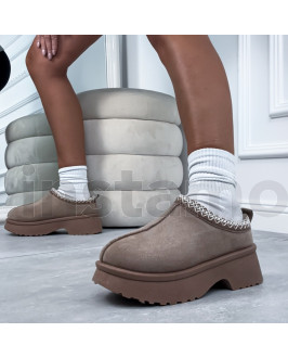 Tmavě béžová nasouvací obuv