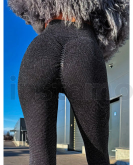 Černé PUSH UP legíny s třpytkami