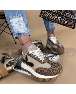 Hnědé tenisky s leopardím vzorem