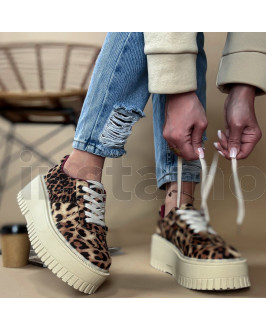 Hnědé tenisky s leopardím vzorem
