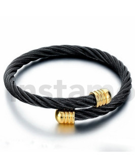 Pánský náramek z oceli černý kabel