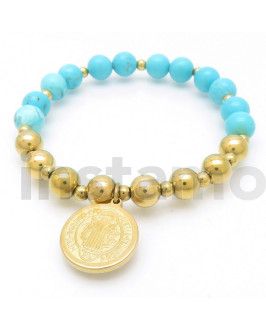 Ocelový pozlacený náramok Panna Marie