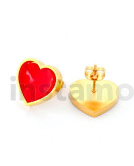Dámské ocelové náušnice pozlacené srdce