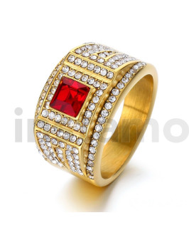 Pánský pozlacený prsten s kamenem