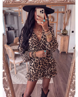 Hnědé šaty s leopardím vzorem