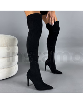 Černé semišové vysoké kozačky