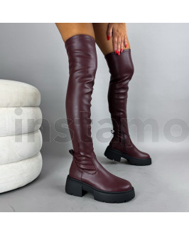 Vínové vysoké kozačky