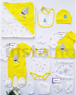 Žlutá desetidílná  bavlněná souprava