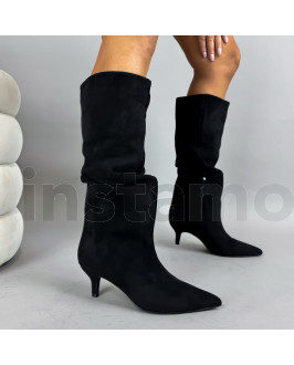 Černé  semišové vysoké kozačky
