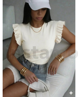 Bílé tričko s volánem