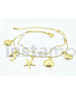 Dámský ocelový náramek s přívěskami na nohu