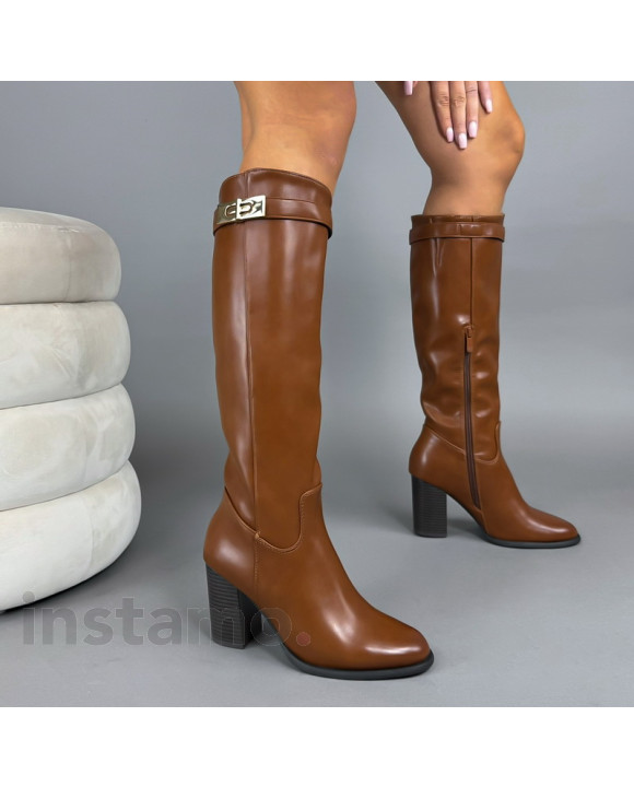 Hnědé vysoké kozačky-323333-20