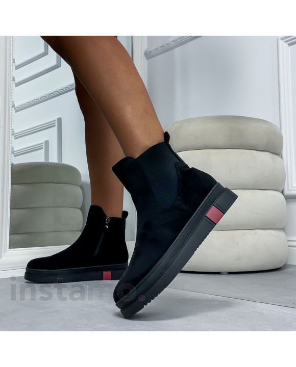 Černé semišové polokozačky-310177-20