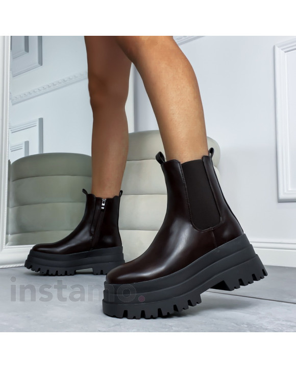 Tmavě hnědé polokozačky-312884-20