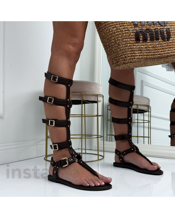 Hnědé gladiátorky na zapínání-326900-20