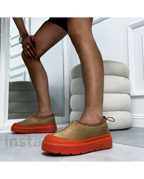 Camelovo-oranžová nasouvací obuv-310163-20