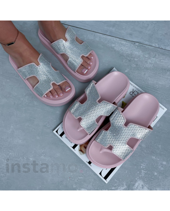 Růžovo-stříbrné pantofle-316455-20