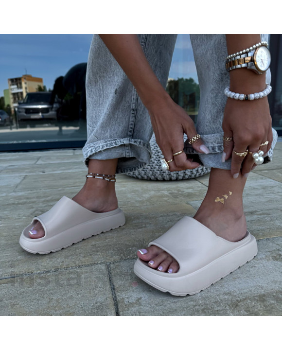 Béžové gumové pantofle-319927-20