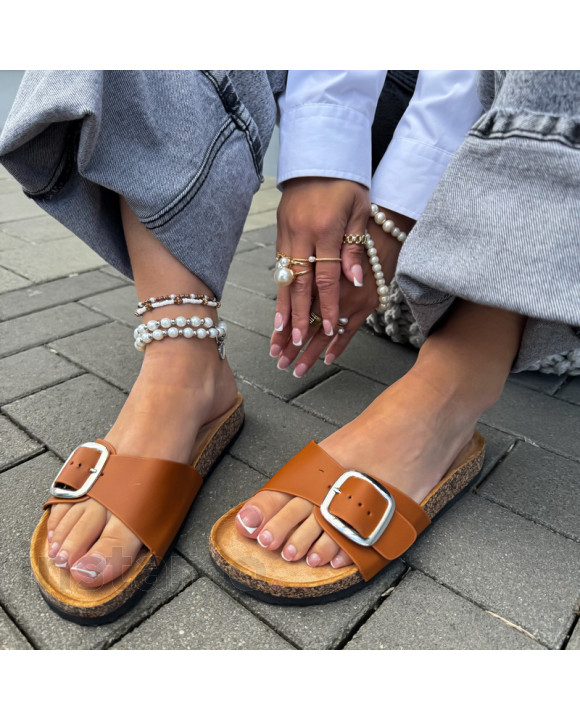 Hnědé korkové pantofle-319238-20