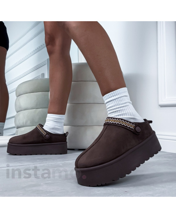 Tmavě hnědá nasouvací obuv-322940-20