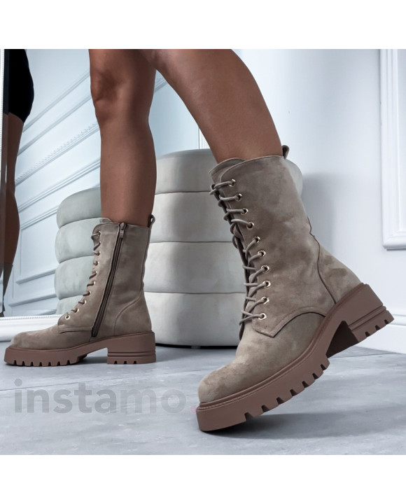 Hnědé semišové polokozačky-322891-20