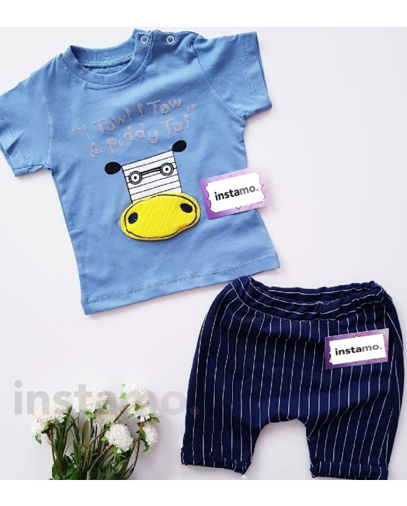 Modrá dvoudílná bavlněná souprava-250171-20