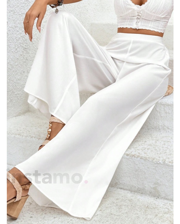 Bílé široké kalhoty LUXURY-304710-20