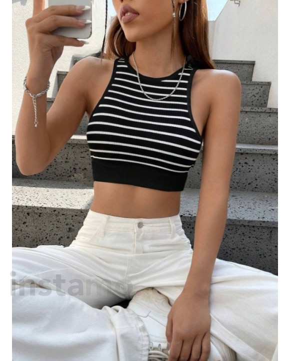 Černý pruhovaný top-304723-20