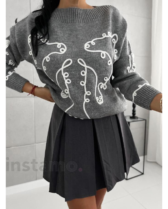 Šedý pletený svetr-313596-20