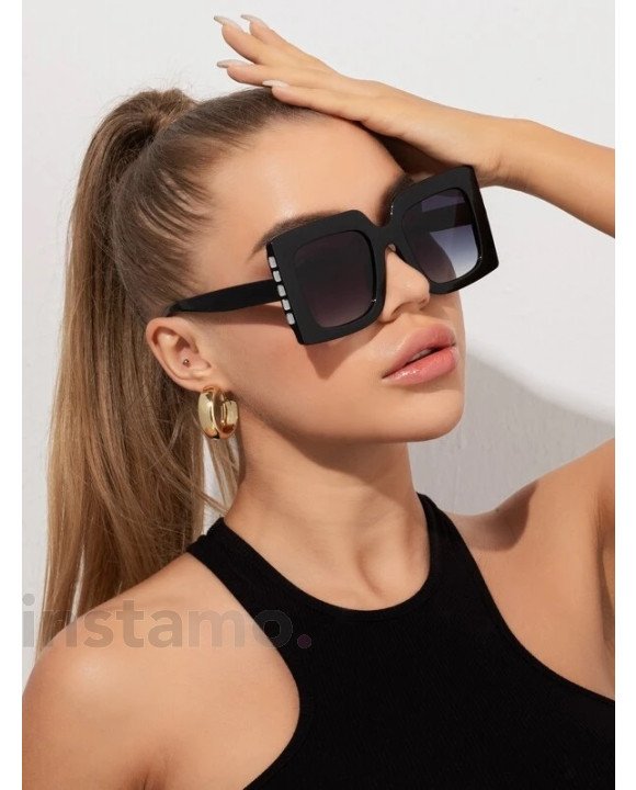 Černé sluneční hranaté brýle-279013-20