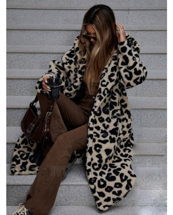 Leopardí TEDDY kabát s kapucí-311374-20