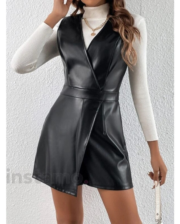 Černý koženkový overal-279470-20