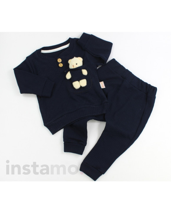 Dětská tmavěmodrá souprava s plyšovým medvídkem-258259-20