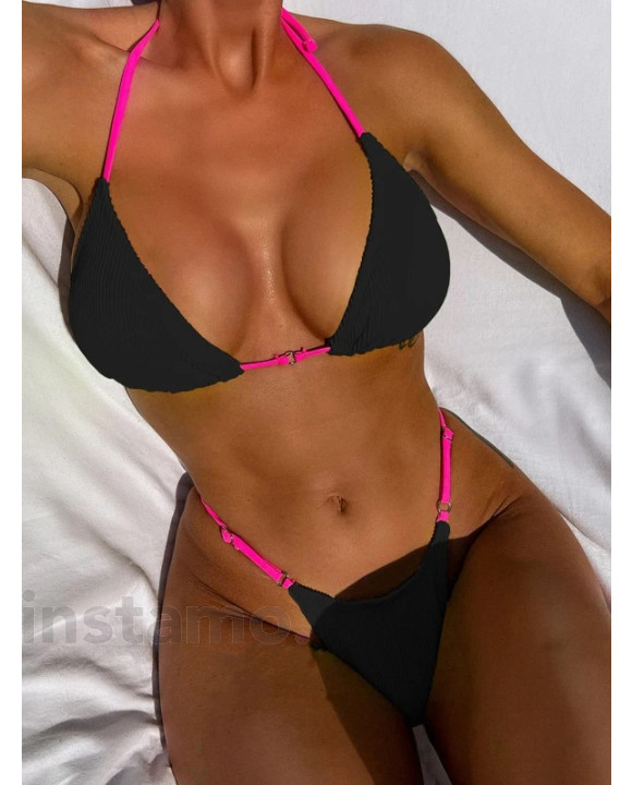 Černé vroubkované dvoudílné plavky-284396-20