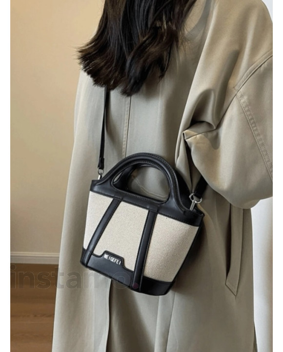 Béžovo-černá trendy kabelka-306122-20