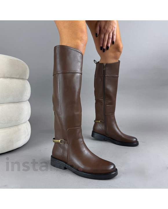 Hnědé vysoké kozačky-323454-20