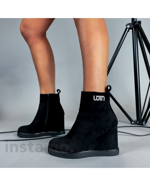 Černé semišové kotníkové boty-294812-20