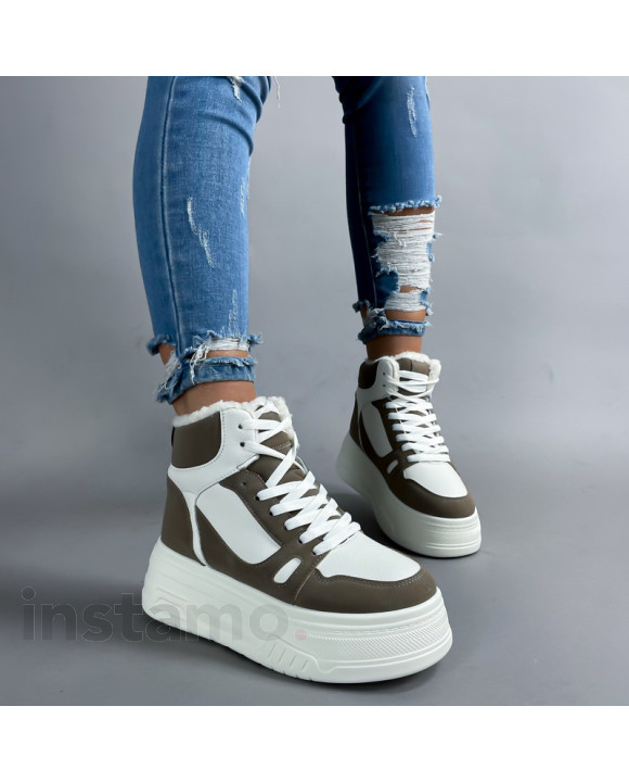 Bílo-hnědé členkové zateplené tenisky-312957-20